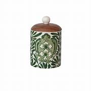 Hand Painted Canister w/ Design & Acacia Wood Lid