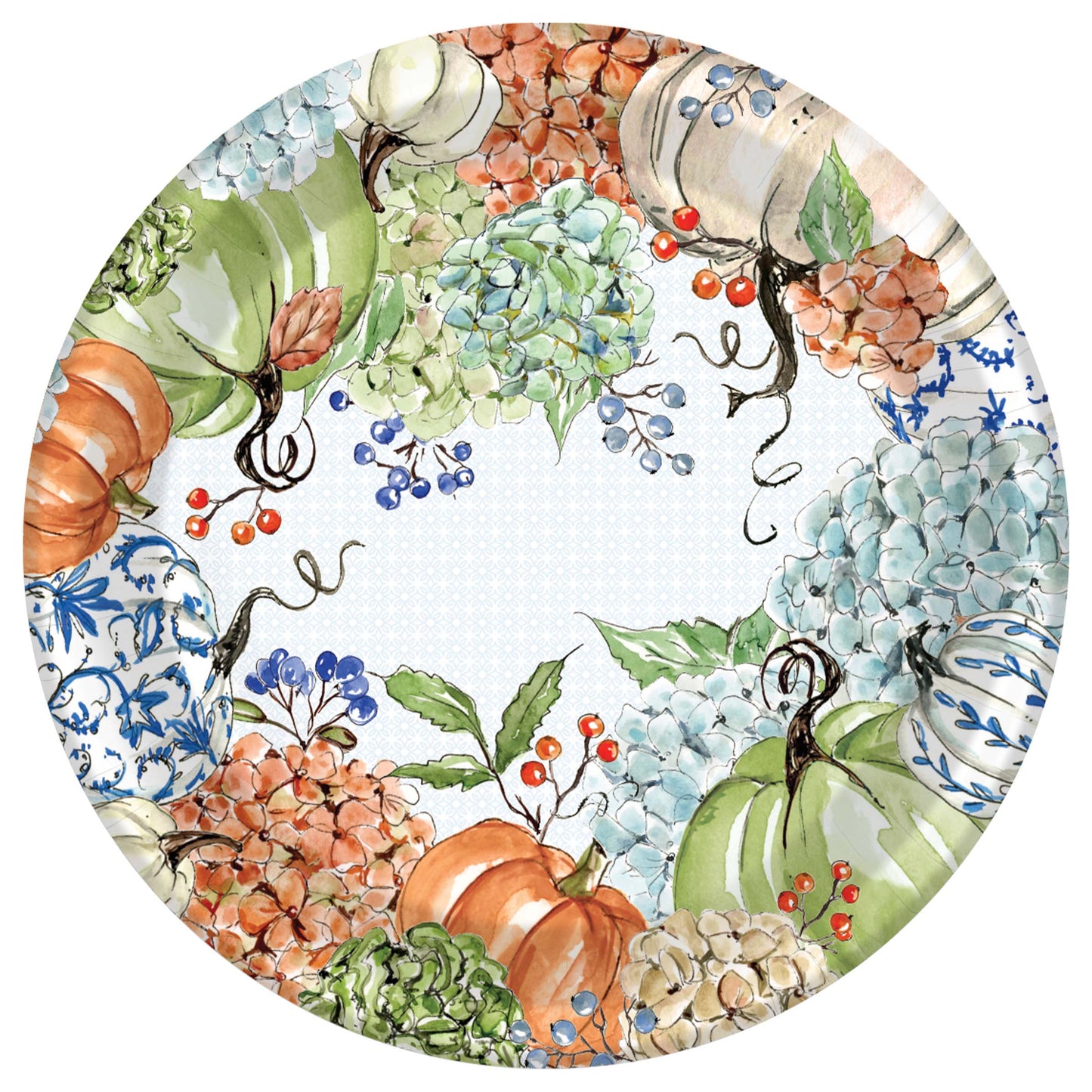 Fall Hydrangea Round Dinner Plate