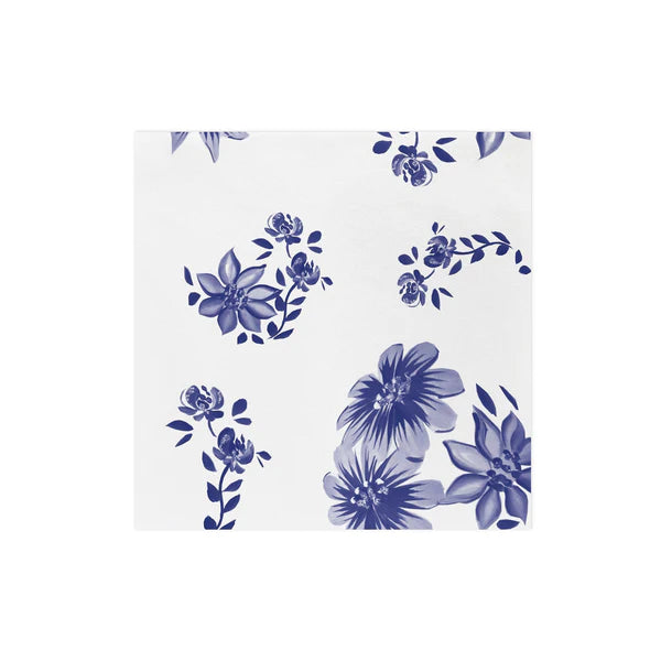 Blue and White Floral Cocktail Napkins