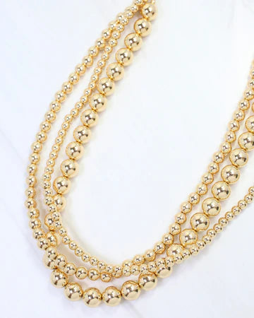 Bailey Layered Beaded Necklace Gold