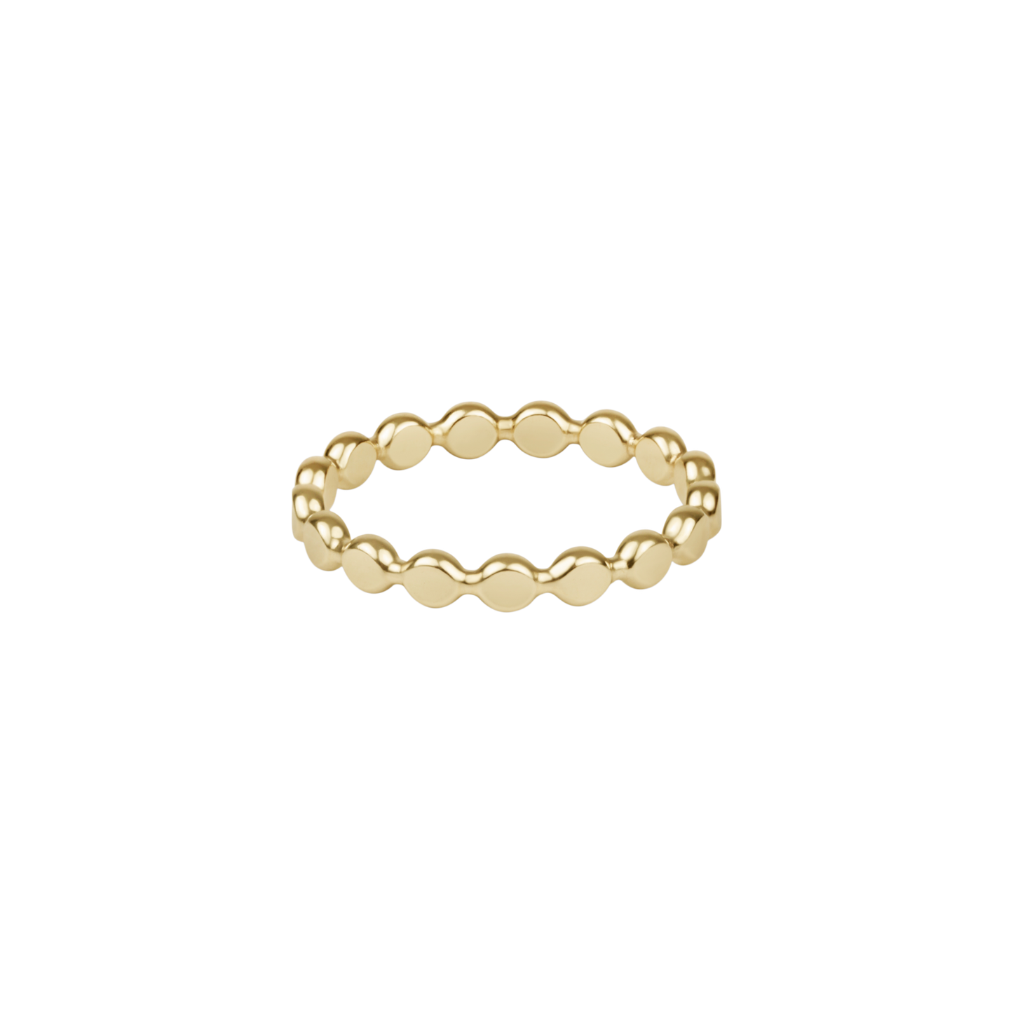 Classic Gold 2.5mm Beaded Disc Ring - Size 8
