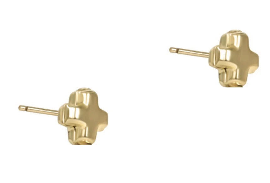 signature cross small gold studs - gold