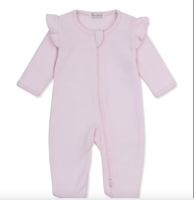 jacquard footie w/ zip - Pink