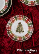 Plaid Rimmed Plate - Fireside Plaid with Tree