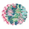 VIDA Holiday Trees and Preppy Plaid Reversible Round Placemats Set of 4 (Pink & Green) #3250