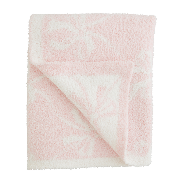 Bow Chenille Blanket - Pink