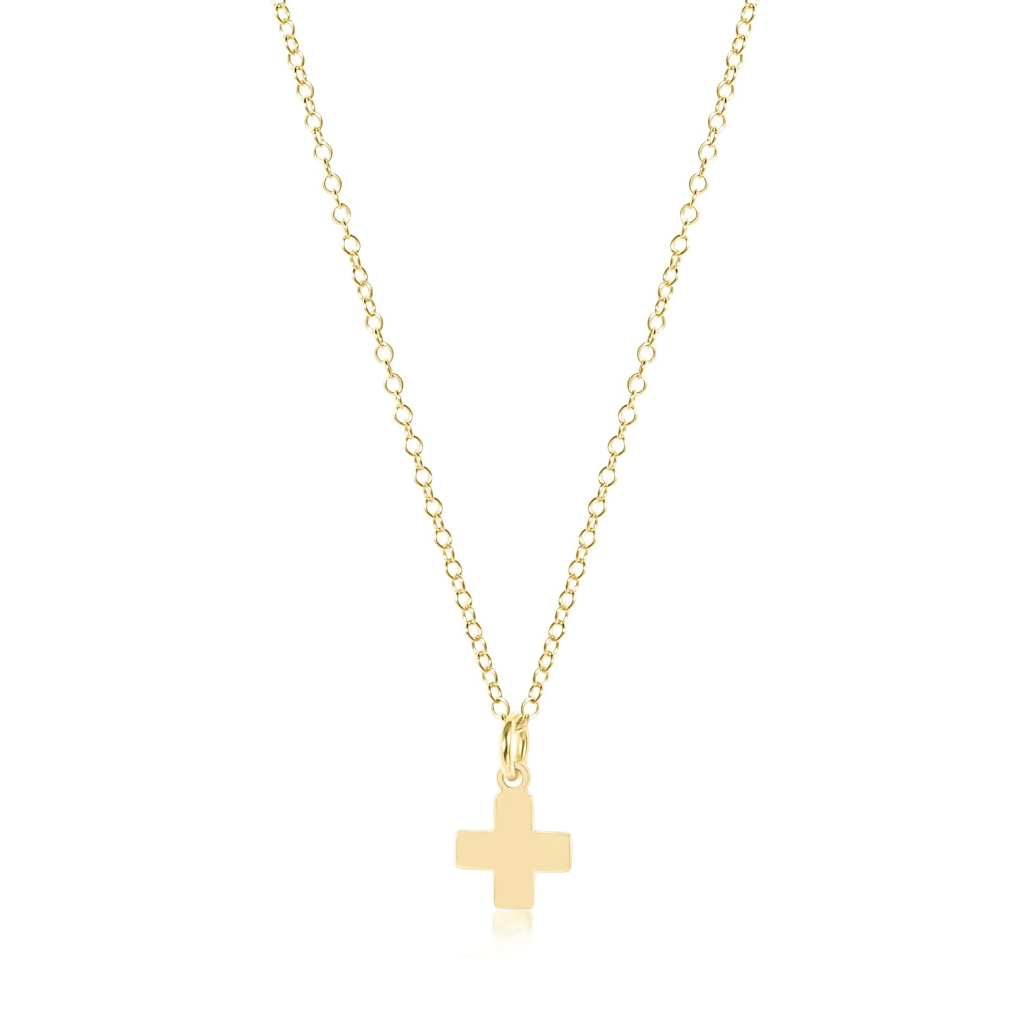 16" Gold Neck-Signature Cross Small Gold Charm