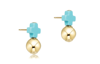 enewton Signature Cross Turquoise Stud - Gold