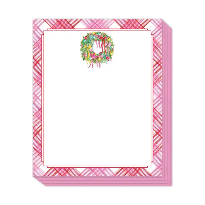 Pink & Red Plaid Border with Wreath Stack Pad