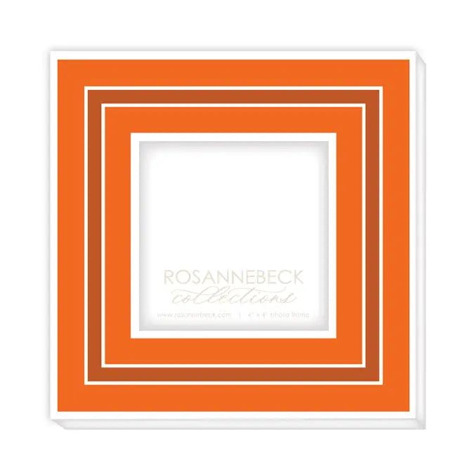 White Collegiate Orange & Dark Orange Border 4x4 Frame