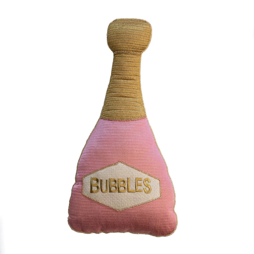 Cotton Bottle Shaped Pillow Pink & Gold