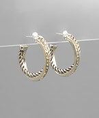 CZ Two Tone Cable Hoop -1" L