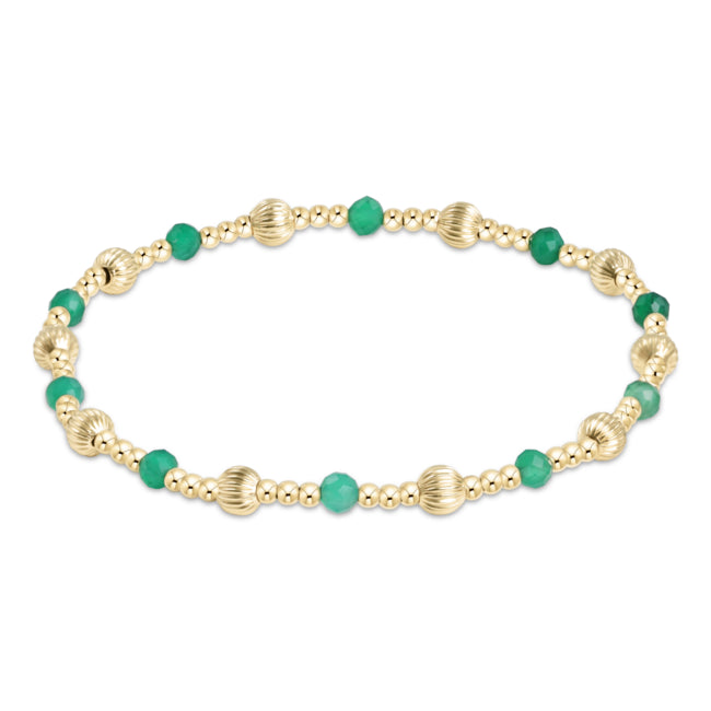 Dignity Sincerity Pattern Bead Bracelet - Green Onyx/Gold