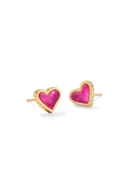Framed Ari Heart Stud Earring Gold Azalea Illusion