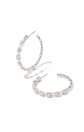 Lexi Hoop Earrings Silver White Crystal