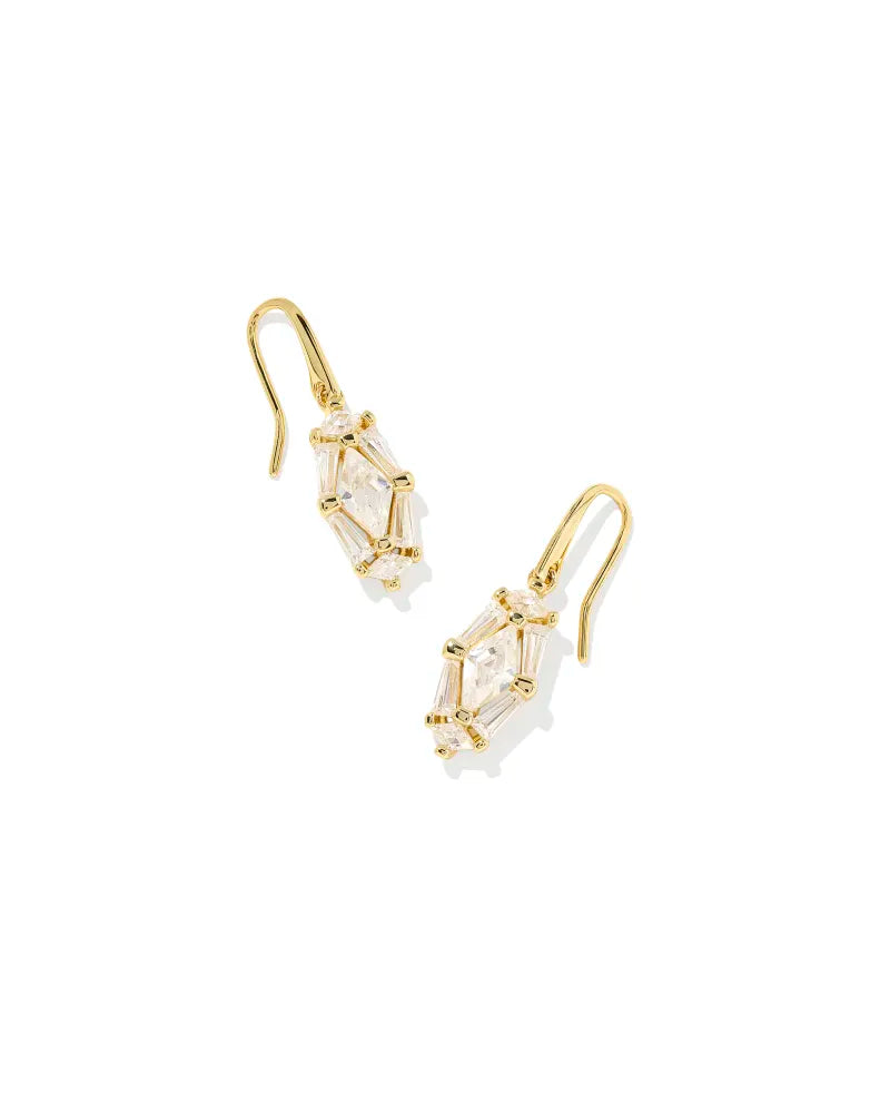Lindy Rae Lee Drop Earring Gold White Crystal
