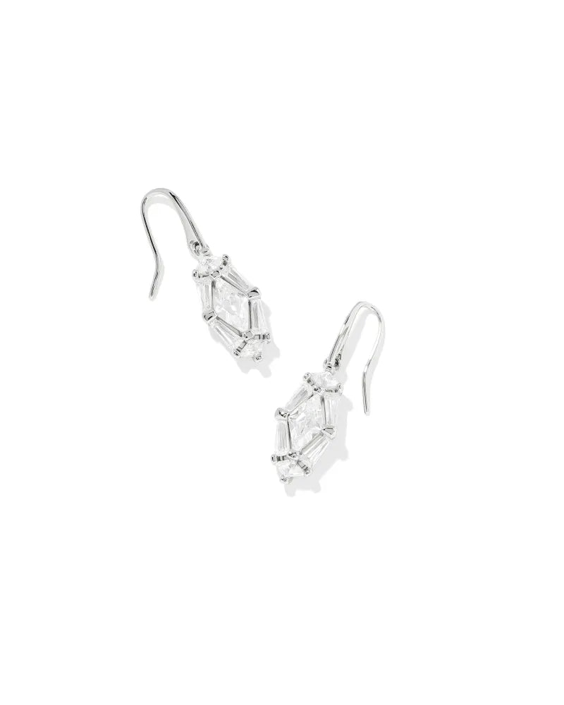 Lindy Rae Lee Drop Earring RHOD White Crystal
