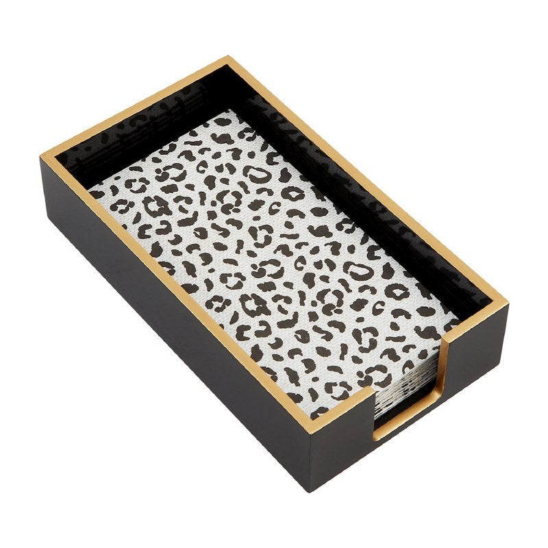 Black Animal Print Guest Towel Caddy