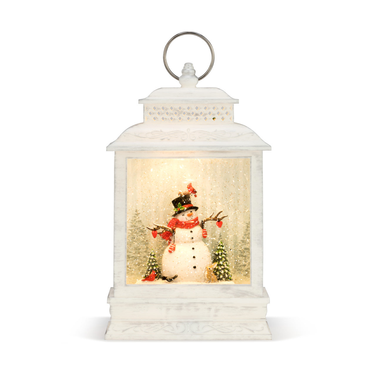 Lit musical woodland snowman lantern