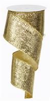 2.5 " x 10 yd Wired Metallic Ribbon - Gold