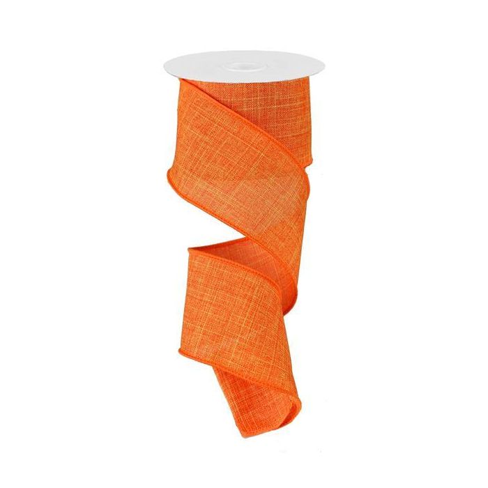 2.5" X 50yd Wired Denim Ribbon - Orange