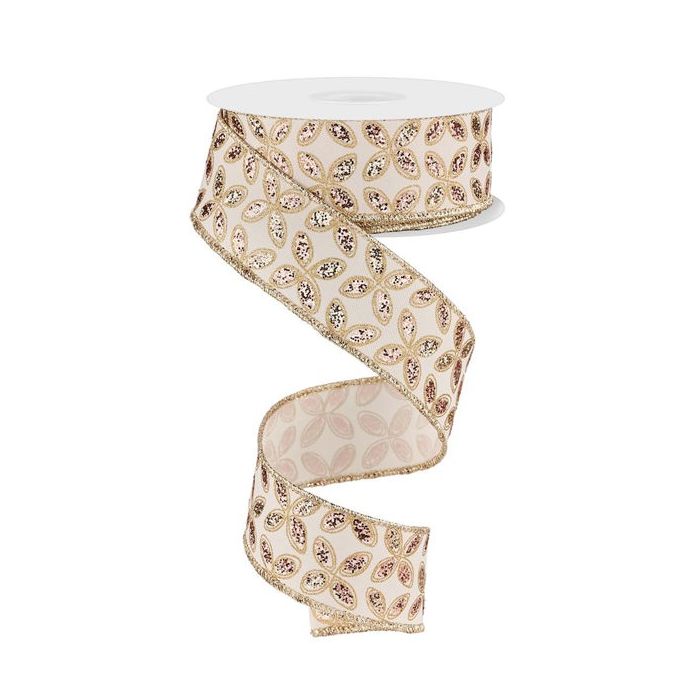 1.5"X10Yd Wired Quatrefoil Petals