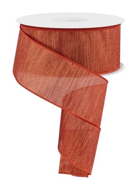 2.5" X 50 YD Wired Woven Metallic Lines - Rust/Copper