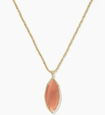 Ophelia Large Long Pendant Gold Lt Mauve Illusion Necklace