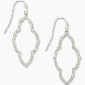 Abbie Rhodium Open Frame Earrings in White Crystal