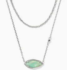 Ohhelia Multi strand necklace Rhodium Mint Irid Abalone