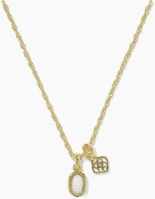 Mini Elisa Dira Necklace Gold Bright White Opal