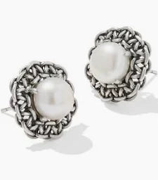 Gabriella Pearl Rhodium Stud
