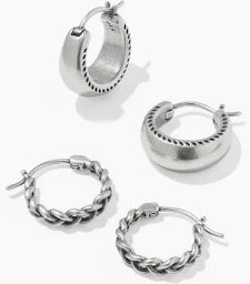 Gabriella rhodium Huggie Set