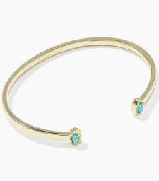 Mini Elton Cuff Bracelet Rhodium Green Lab Grown Opal
