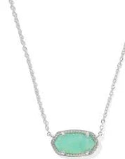Elisa Rhodium Mint Irdsct Abalone Necklace