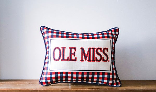 Ole Miss Triple Collegiate Gingham Pillow