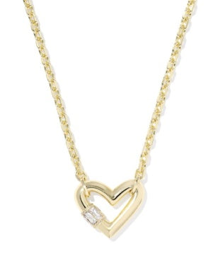 Emery Heart Pendent Necklace GOLD WHITE CZ