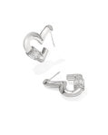 EMERY HEART HOOP EARRINGS SILVER WHITE CZ