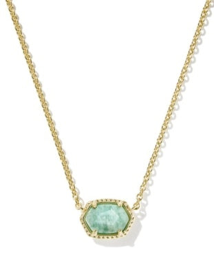 DAPHNE FRAME SHORT PENDANT NECKLACE- GOLD TEAL AMAZONITE