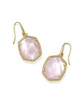 DAPHNE FRAME DROP EARRINGS GOLD LIGHT PINK MOTHER OF PEARL