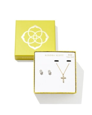 CROSS CRYSTAL AND CAILIN CRYSTAL GIFT SET GOLD WHITE CZ