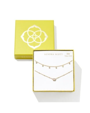 MINI ELISA AND AMELIA CHAIN NECKLACE GIFT SET GOLD PINK OPALITE CRYSTAL