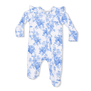 Dream Cottage Floral - 2 Way Ruffle Sleeve Zipper Footie