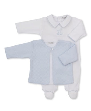 Giraffe Laughs - Footie w/ jacket blue