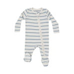 2 Way Zipper Footie - Rib Stripe Glacier Lake