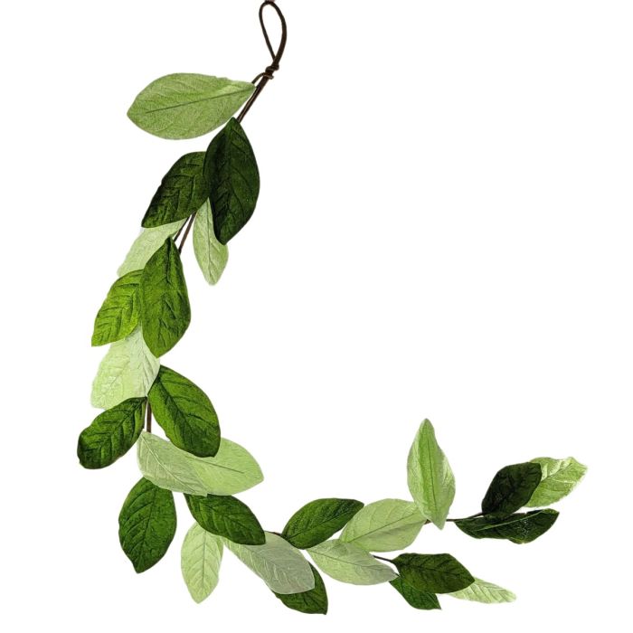 4Ft Velvet Magnolia Leaf Garland - Mix Green