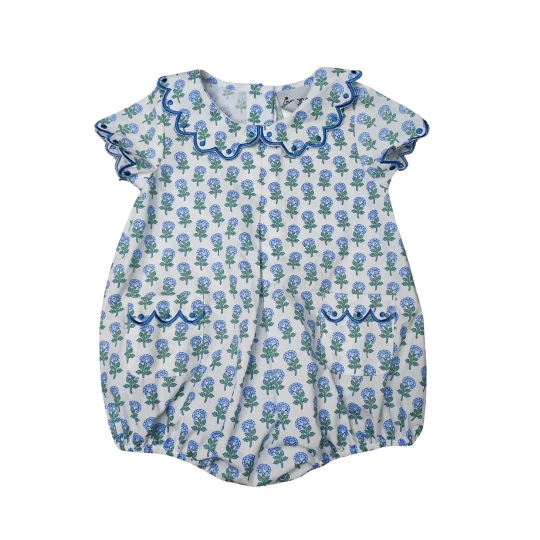 Hydrangea Print Pleated Front Short Bubble
