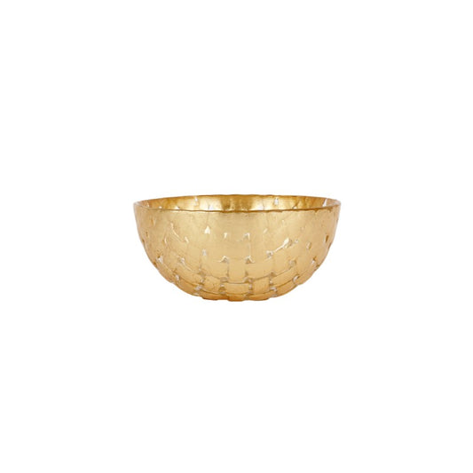Rufolo Glass Gold Basketweave Dipping Bowl