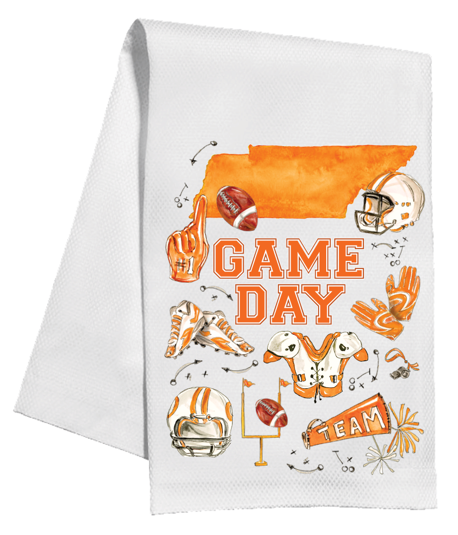 Handpainted Bright Orange Game Day OTea Towel