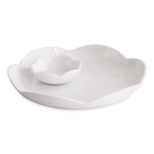 VIDA Amelia Round Platter with Mini Dip Bowl (White) 3168